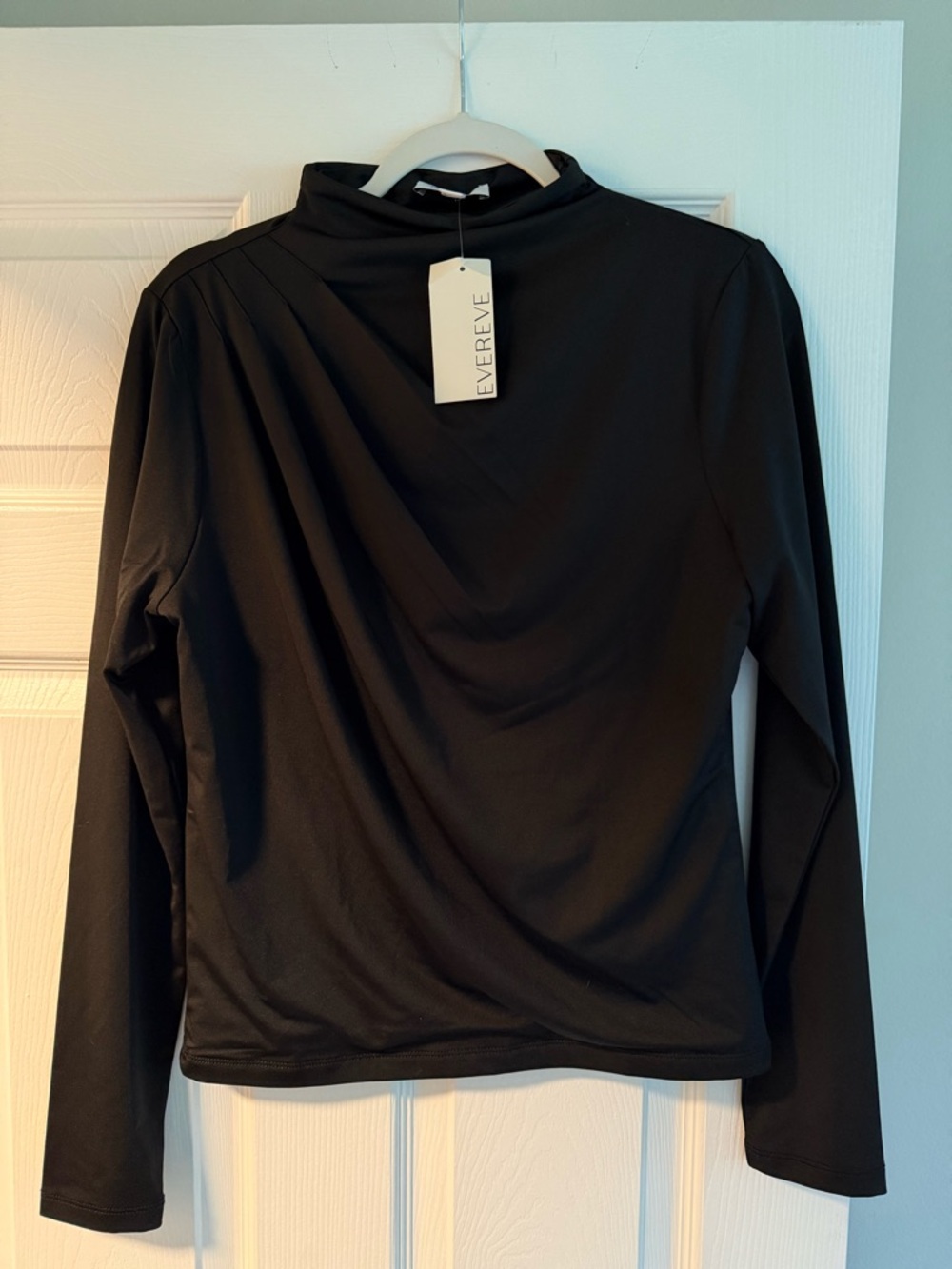 Evereve Black Long Sleeve Top with Neckline Detail
